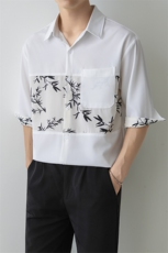 夏男轻熟风立领纯色衬衫男休闲宽松风衬衣轻熟风A236-82569-P55，男装衬衫，电商A236