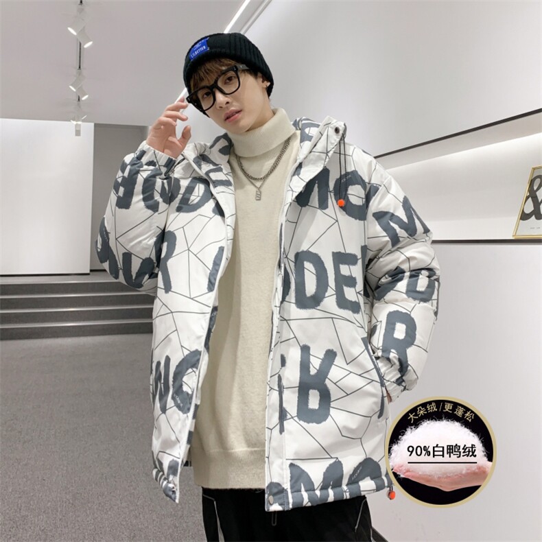港风2026冬季新款90%白鸭绒中长款连帽羽绒服男XZ109-Y1260-P218，男装羽绒服，星座109