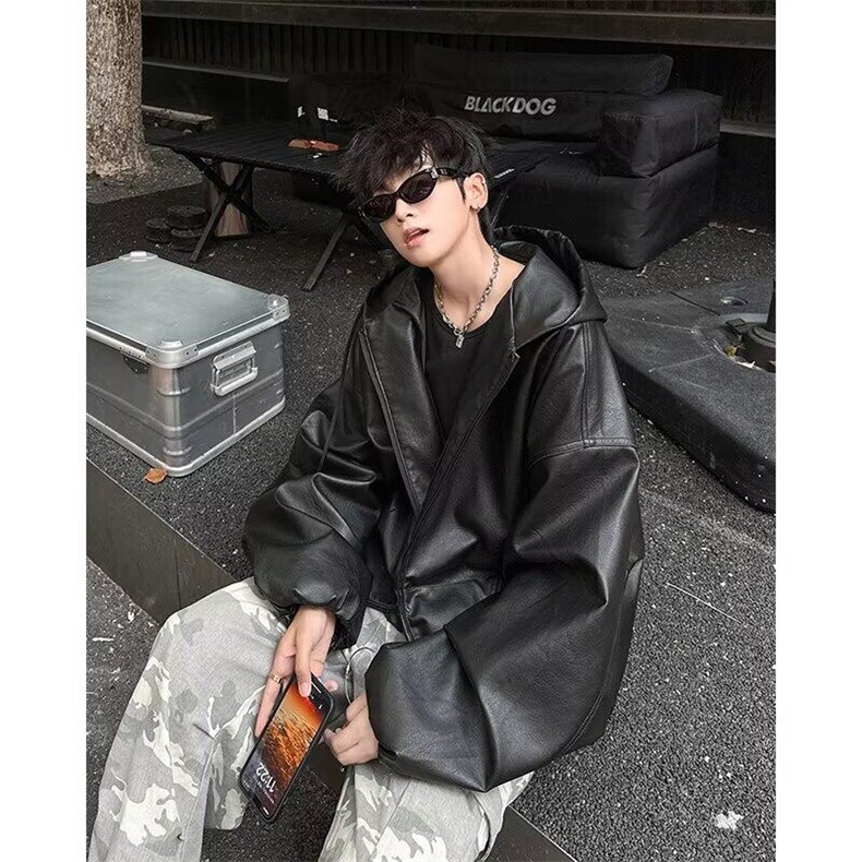 pu皮衣外套男春秋季美式复古连帽夹克潮牌痞帅棒球服WLAK5-p83,男装夹克,星座1008