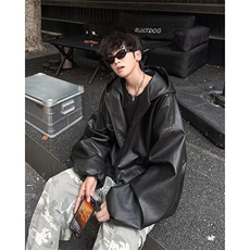 pu皮衣外套男春秋季美式复古连帽夹克潮牌痞帅棒球服WLAK5-p83，男装夹克，星座1008