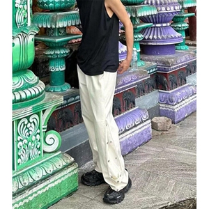 春秋季排扣休闲裤男款美式高街宽松户外机能直筒冲锋裤 K1608图片