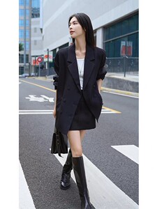 2025百搭时尚简约时髦双排扣通勤西服图片