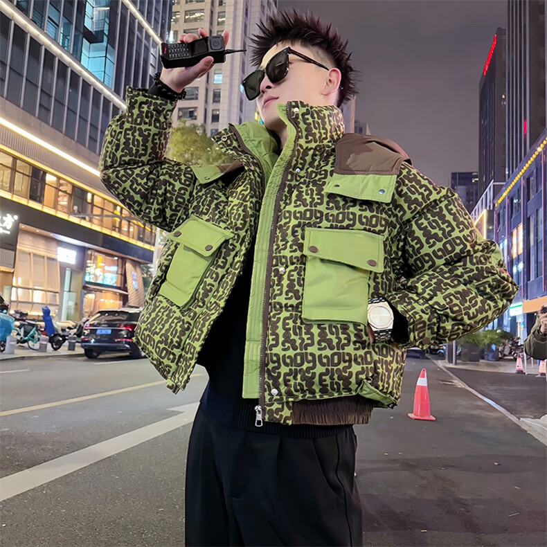 AY156/P138控178冬季社会小伙连帽百搭保暖拼接印花棉服男图首1,男装棉衣,星座305B-1