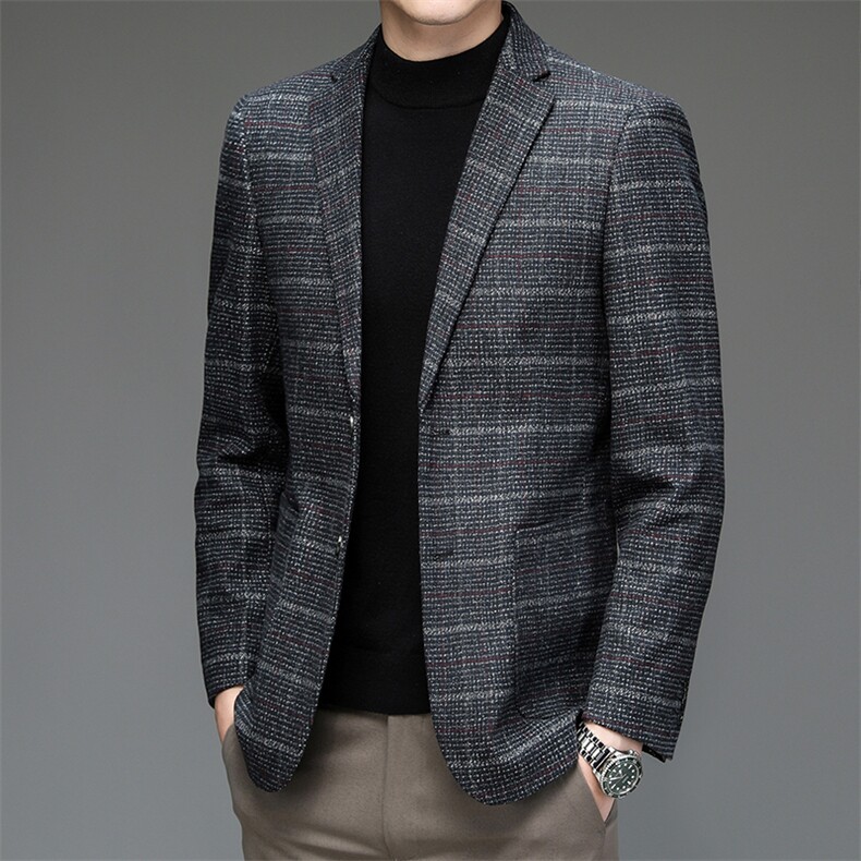 休闲西装外套男春秋季新款单西修身薄款上衣服中年高端男士西服潮,男装西服,电商B212（原钱塘6029）