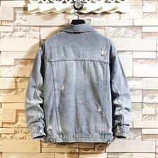 JK820-p85-大量现货牛仔夹克肥仔量足破洞印花大码，男装夹克，星座103A