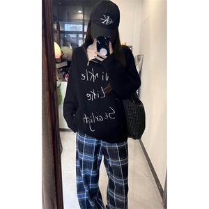 【有货】G11LL-特P40美式复古蓝色格子裤子男女秋冬新款加绒裤图片