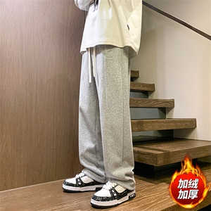 秋季木地板新款男休闲百搭YOA景加绒卫裤直筒裤K3221H-P45图片