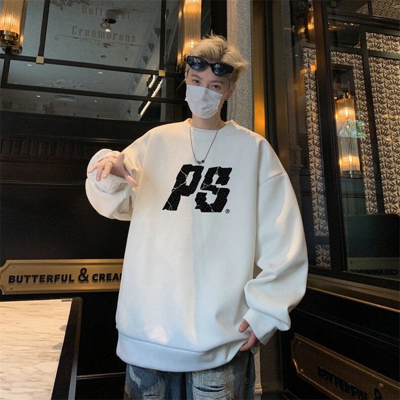 华夫格！华夫格上衣男圆领华夫格卫衣男大码长袖t恤男HY214-特P23图片