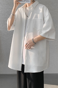 短袖衬衫男夏季新款港风上衣宽松提花大码衬衣CS006-P36图片