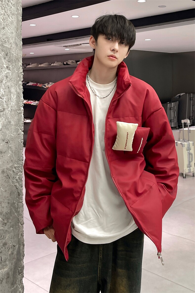 PU皮羽绒服冬季新款宽松港风白鸭绒外套YR918-P150(控价198元,男装羽绒服,星座214-3