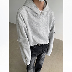 WY04-P75纯色连帽套头卫衣男女高街ins风宽松短款上衣，男装卫衣，电商B327