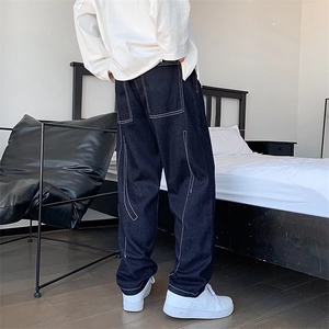 牛仔裤男直筒宽松新款高街老爹裤春秋季潮牌ins港风长裤GN786-p40图片