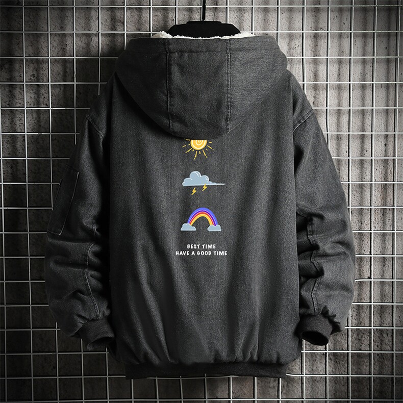 NM53141-P140 牛仔外套男大码加厚加绒衣男羊羔毛服男图片