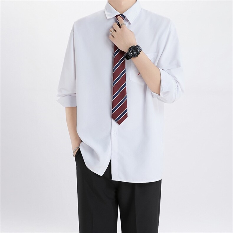 DK制服长袖衬衫男女宽松班服刺绣情侣高中毕业照校供感jk学院风,男装衬衫,星座506A