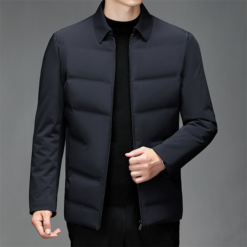 21冬季新款翻领纯色羽绒服中年男士休闲百搭时尚外套SJ6606-P240图片