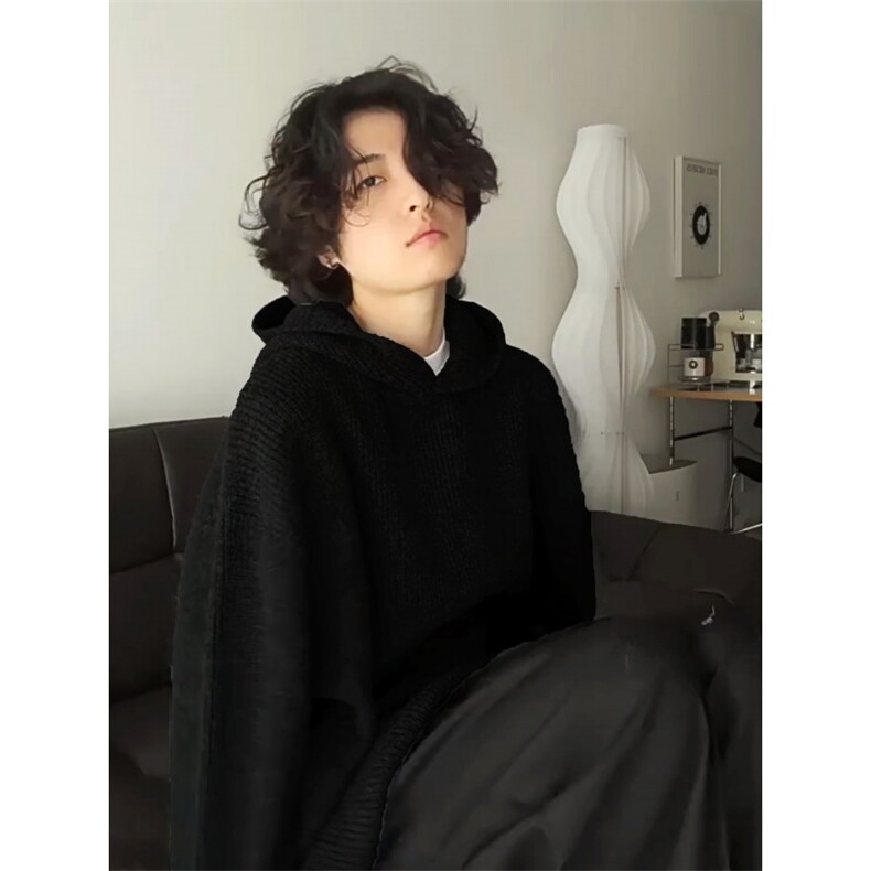 带帽套头开叉男毛衣宽松韩版针织衫M5306-p65,男装针织衫/毛衣,星座1212