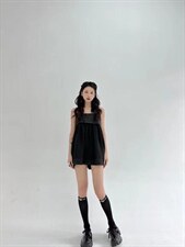 拼接雪纺吊带裙，女装背心吊带，HE