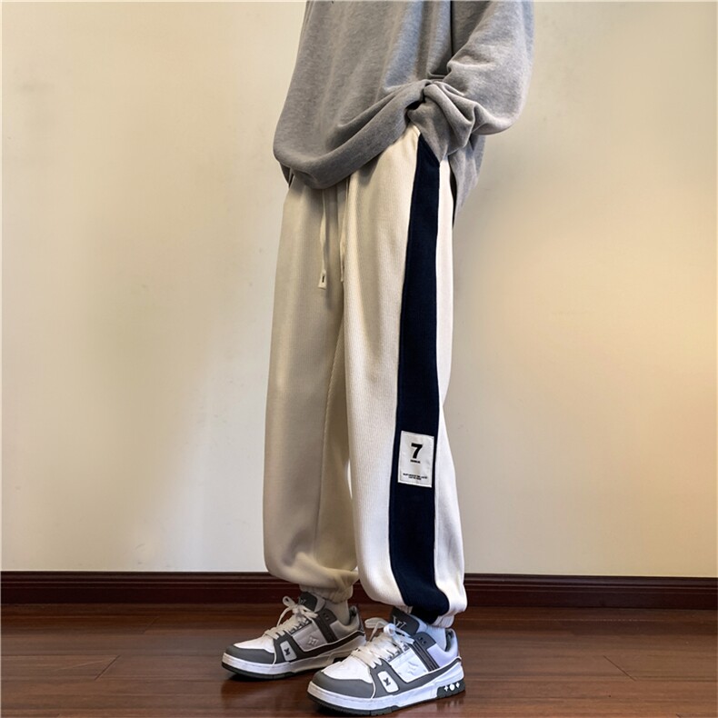 K77P50控68秋季新款欧棉绒裤子男宽松束脚裤男卫裤男裤,男装休闲裤,电商D229A