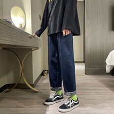 2023春款纯色宽松直筒老爹男女牛仔裤X715NZ016批45控68，男装牛仔裤，星座715