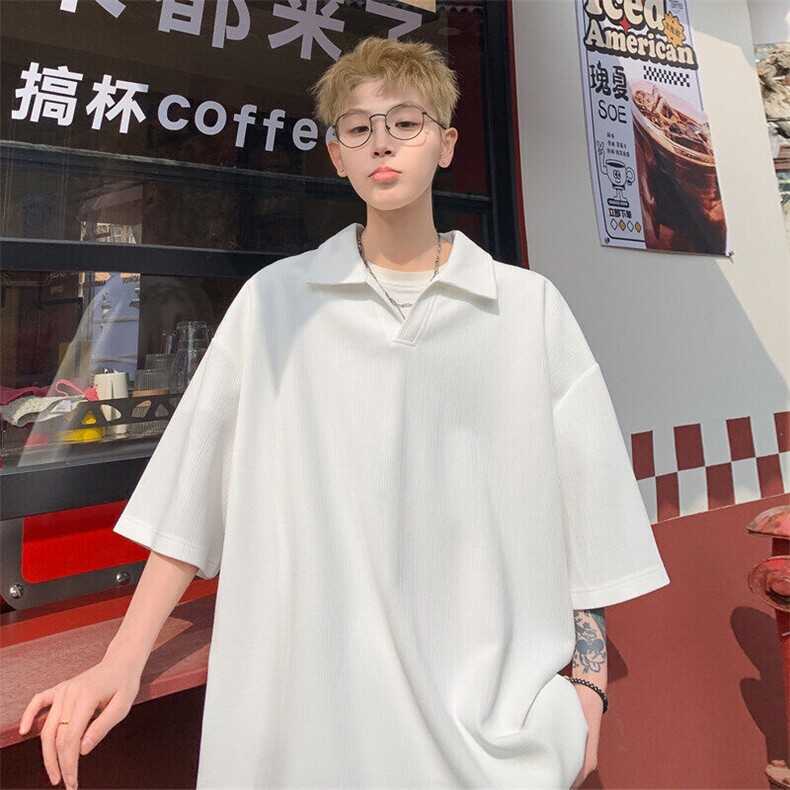 2025夏季新款港风外景大码星空条翻领T恤M-5XHT25273-特P20,男装T恤,电商A022