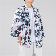 21夏大码港风风ins潮和服开衫汉服半袖道袍防晒衣F12-1/P40，男装风衣，钱塘713