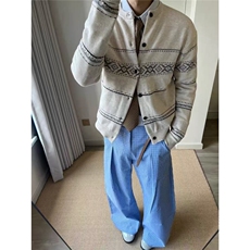 春秋外穿毛衣穿搭慵懒风百搭条纹撞色针织开衫外套MY105-P60，男装针织衫/毛衣，星座208-5
