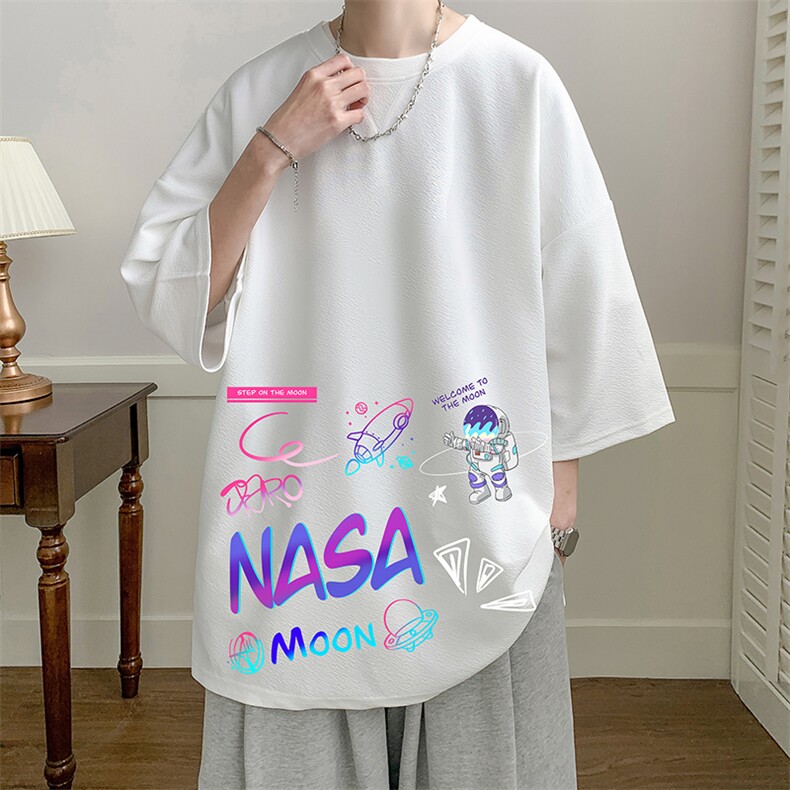 NASA联名同款春夏季七分袖t恤男大码五分袖男短袖中袖Q11186-P30图片