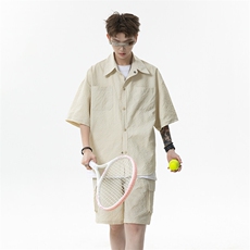 青少年运动套装男款2025新款夏季美式宽松短袖短裤两件套，男装牛仔裤，星座516