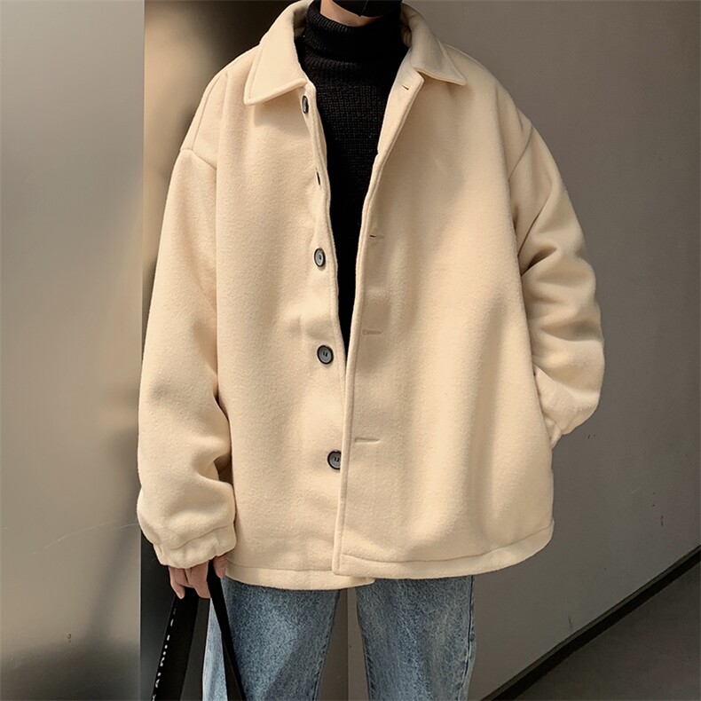 毛呢外套男痞帅炸街轻熟风男装短款大衣秋装上衣加厚oversize夹克，男装毛呢大衣，星座410-7