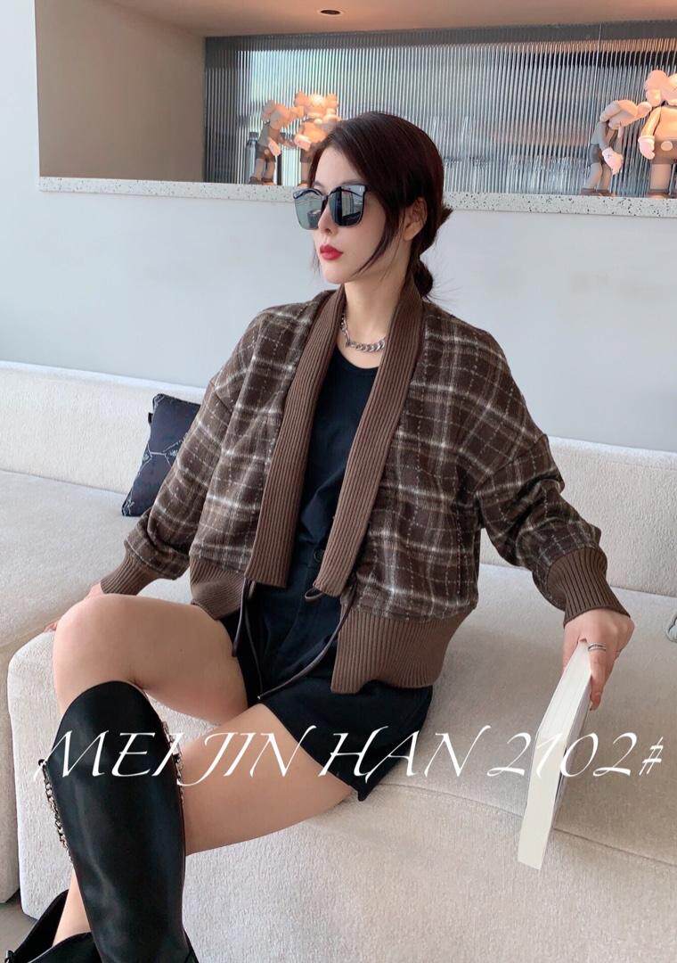美巾涵5121呢料格子短款外套，其它，美巾涵