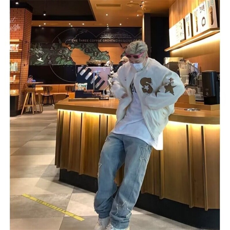 美式复古棒球服棉服外套男女冬季新款飞行员潮牌宽松时尚立领夹克,男装夹克,星座218-1（原230）
