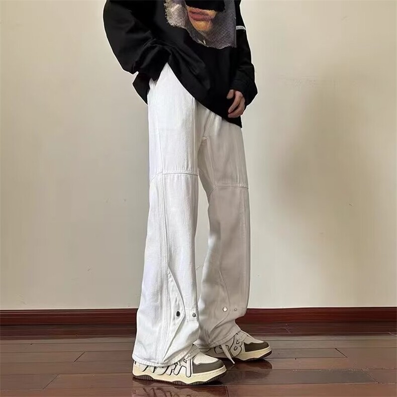 春夏美式复古高品质牛仔裤水洗直筒宽松潮流休闲长裤图片