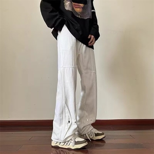 春夏美式复古高品质牛仔裤水洗直筒宽松潮流休闲长裤图片