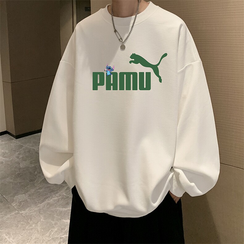 华夫格卫衣圆领卫衣男大码长袖t恤男外套HW76227-P30加绒款-P40,男装卫衣,电商A040