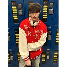 【有货】LS169CC-特P78钉珠棒球服外套男女春秋情侣宽松夹克，男装夹克，星座1007（原301D）