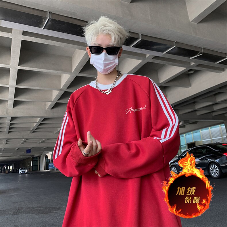 抖音得物供货 提供视频 秋冬重磅美式宽松织带圆领卫衣0313图片