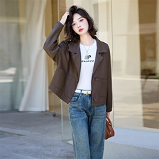 美德拉PU皮衣外套女春秋季新款时尚休闲小个子减龄显瘦气质短上衣，女装皮衣，江南女神