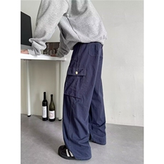 复古直筒休闲裤男2025春秋季潮牌宽松百搭伐木工装裤K6105-P60，男装休闲裤，星座412-3