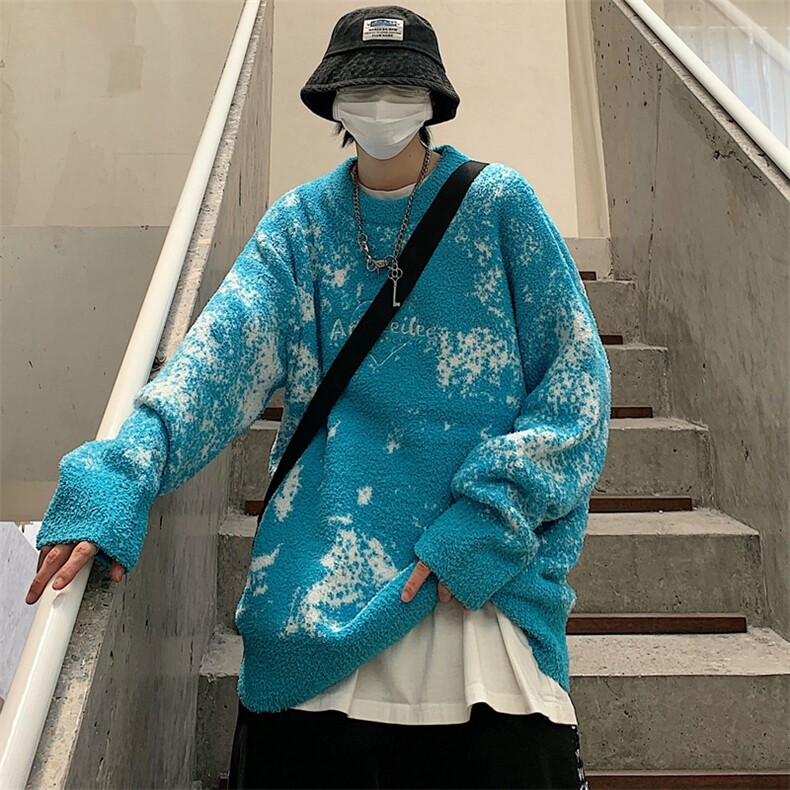 XZ301B-JB2510-P68复古做旧针织衫美式街头潮牌套头毛衣,男装针织衫/毛衣,星座301B