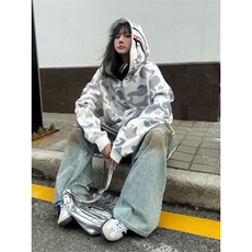 有货～203-6F4120P48特日系潮牌痞帅鲨鱼刺绣外套迷彩卫衣，女装短外套，星座203-6(原电商259)