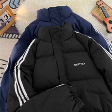 棉服男韩版潮流条纹拼色帅加厚2025冬季新款ins棉衣外套MF165-P95，男装棉衣，星座412