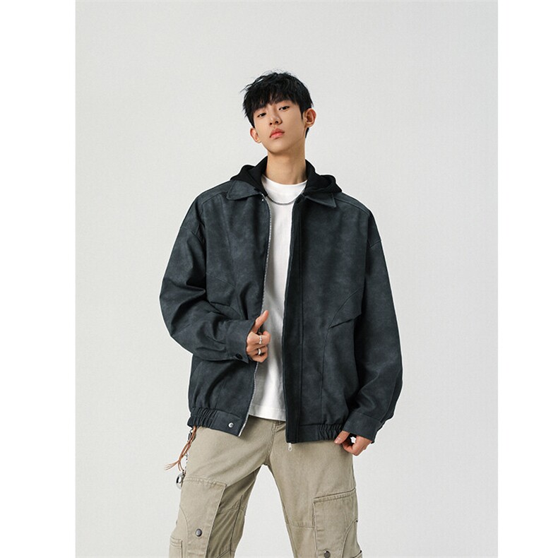 春季皮衣美式潮牌青少年百搭夹克情侣春装外套XZ102B-1-JK2565P85图片