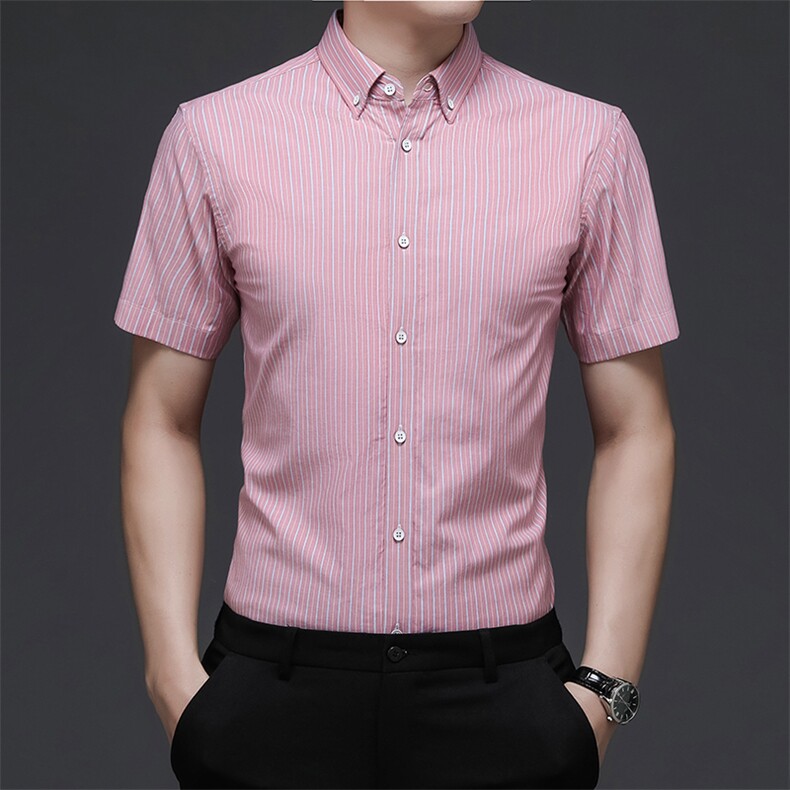 AD22119钱塘2020-3夏季男士高端全棉条纹短袖衬衫P65图片