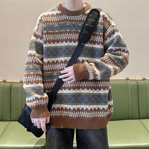 费尔岛提花圣诞毛衣男日系复古慵懒着内搭冬季针织衫 M5675图片