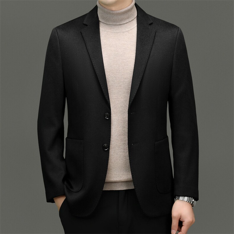 2025新款中年山羊绒西服外套男士休闲中青年绵羊毛西装上衣,男装西服,钱塘723