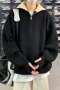 抖音直播！半高领拉链套头针织毛衣男外套男 XH13-p55图片