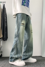 美式高街破洞微喇牛仔裤港风水洗牛仔裤喇叭裤XZ302B-1-K632P55，男装牛仔裤，星座302B-1