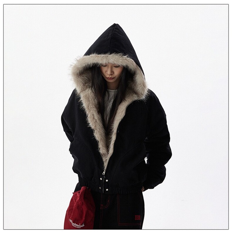 1506-1/MM61041/P114美式cleanfit毛领外套座山雕连帽棉服图片