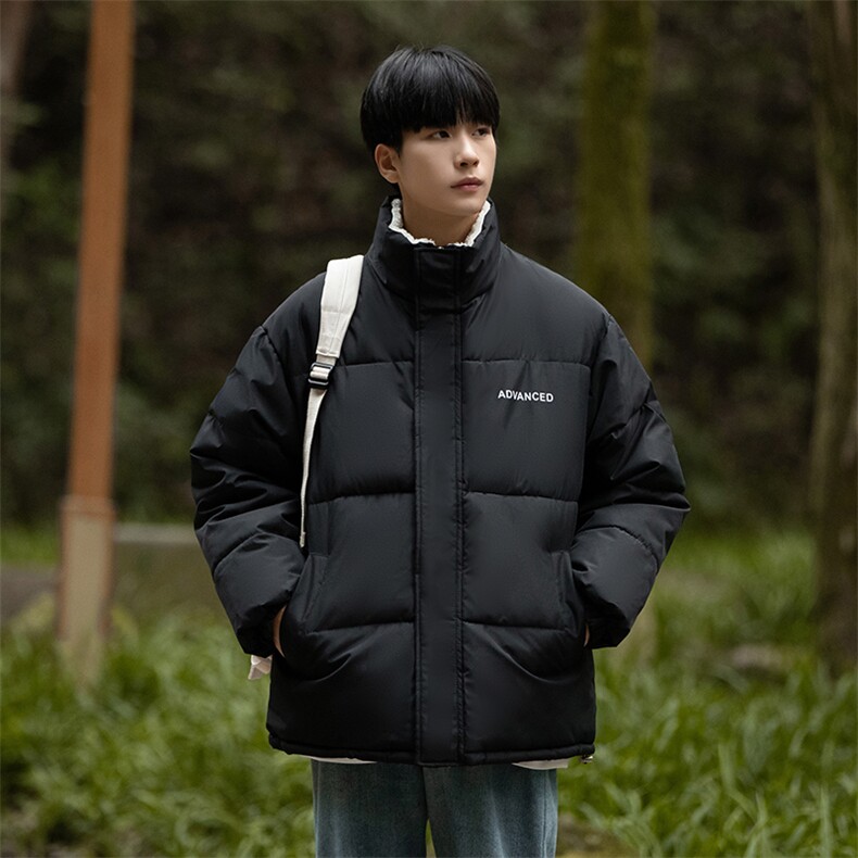 冬季立领仿羊羔毛棉衣男士休闲棉服潮流印花棉袄A266-WMY609-P70,男装棉衣,电商A266