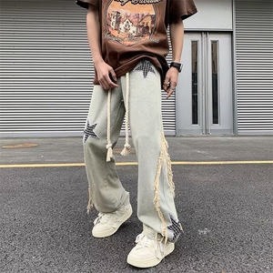 美式高街刺绣牛仔裤男 潮牌个性显高休闲裤G192/P48图片